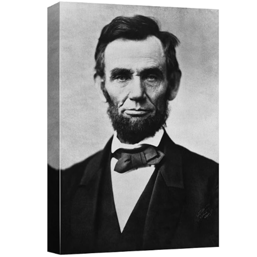 President Abraham Lincoln Portrait Printed Canvas Black & White 24" x 16"
